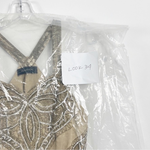 Thakoon Runway Sleeveless Embroidered Metallic Swingy Midi Dress Bronze - Picture 4 of 10